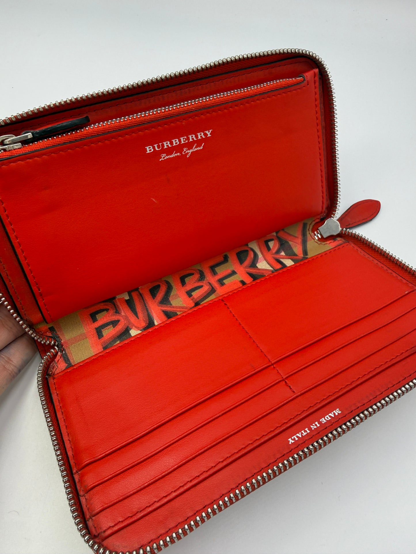 Burberry Graffiti Check Zip-Around Wallet London England Collection