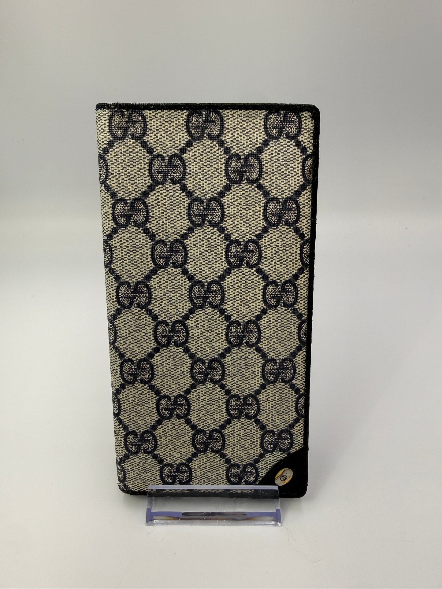 Gucci Vintage Blue Supreme Coated Canvas Guccissima Long Wallet