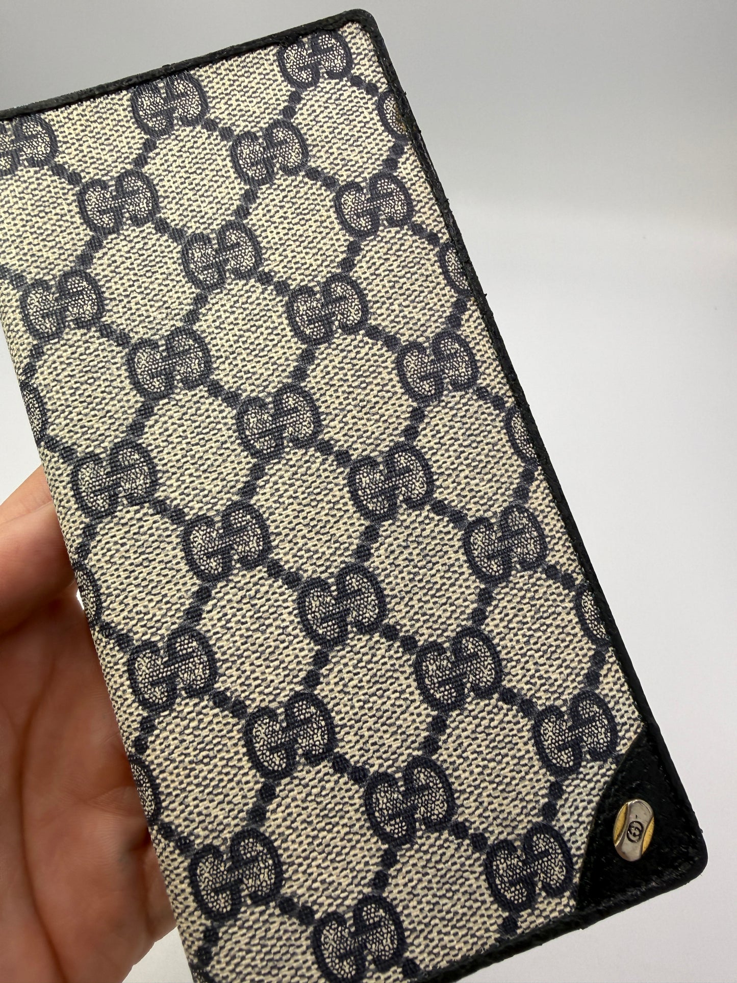 Gucci Vintage Blue Supreme Coated Canvas Guccissima Long Wallet
