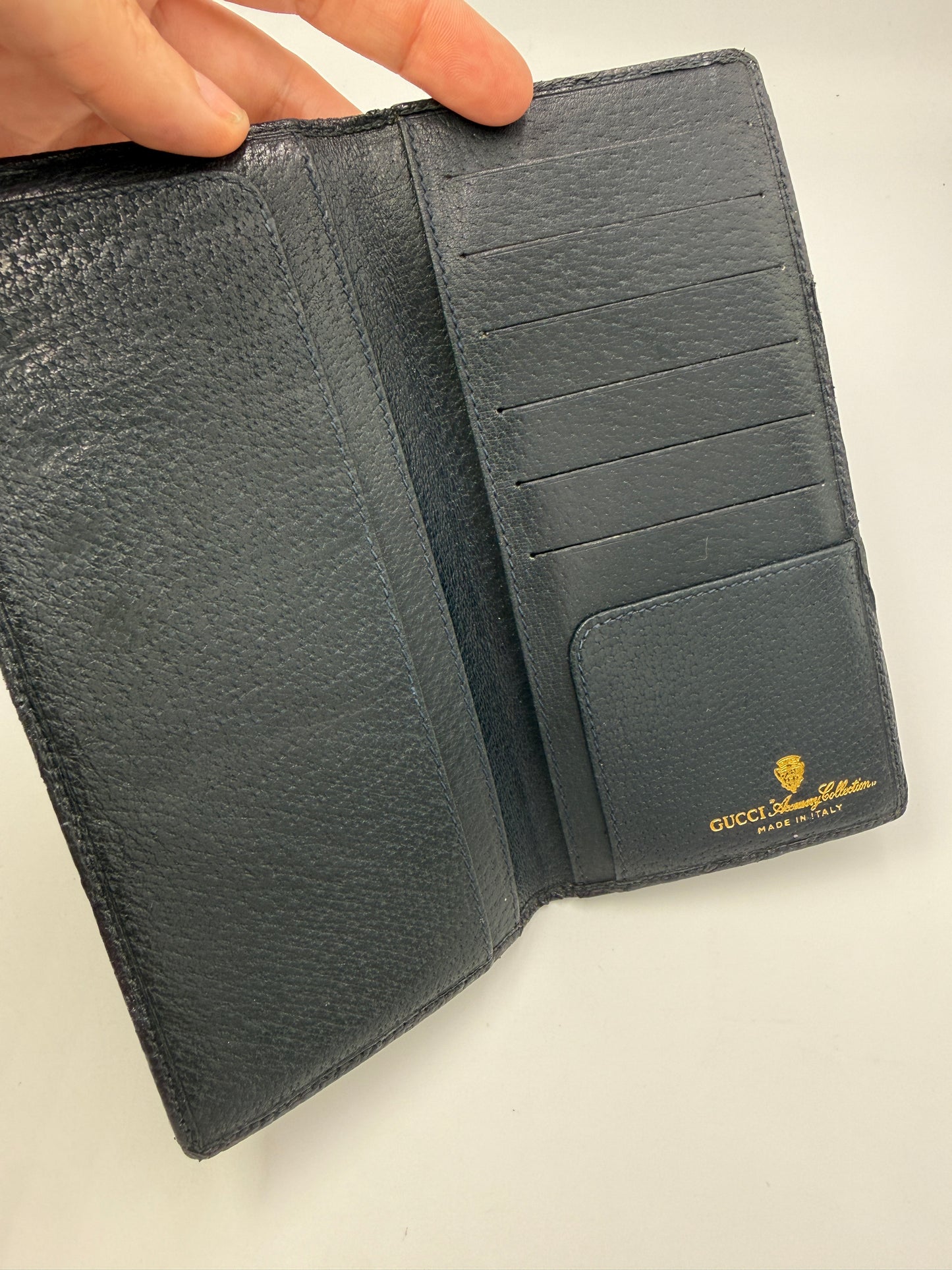 Gucci Vintage Blue Supreme Coated Canvas Guccissima Long Wallet