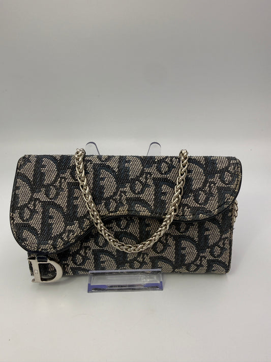 Christian Dior Trotter Canvas and Blue Leather Wallet 2004