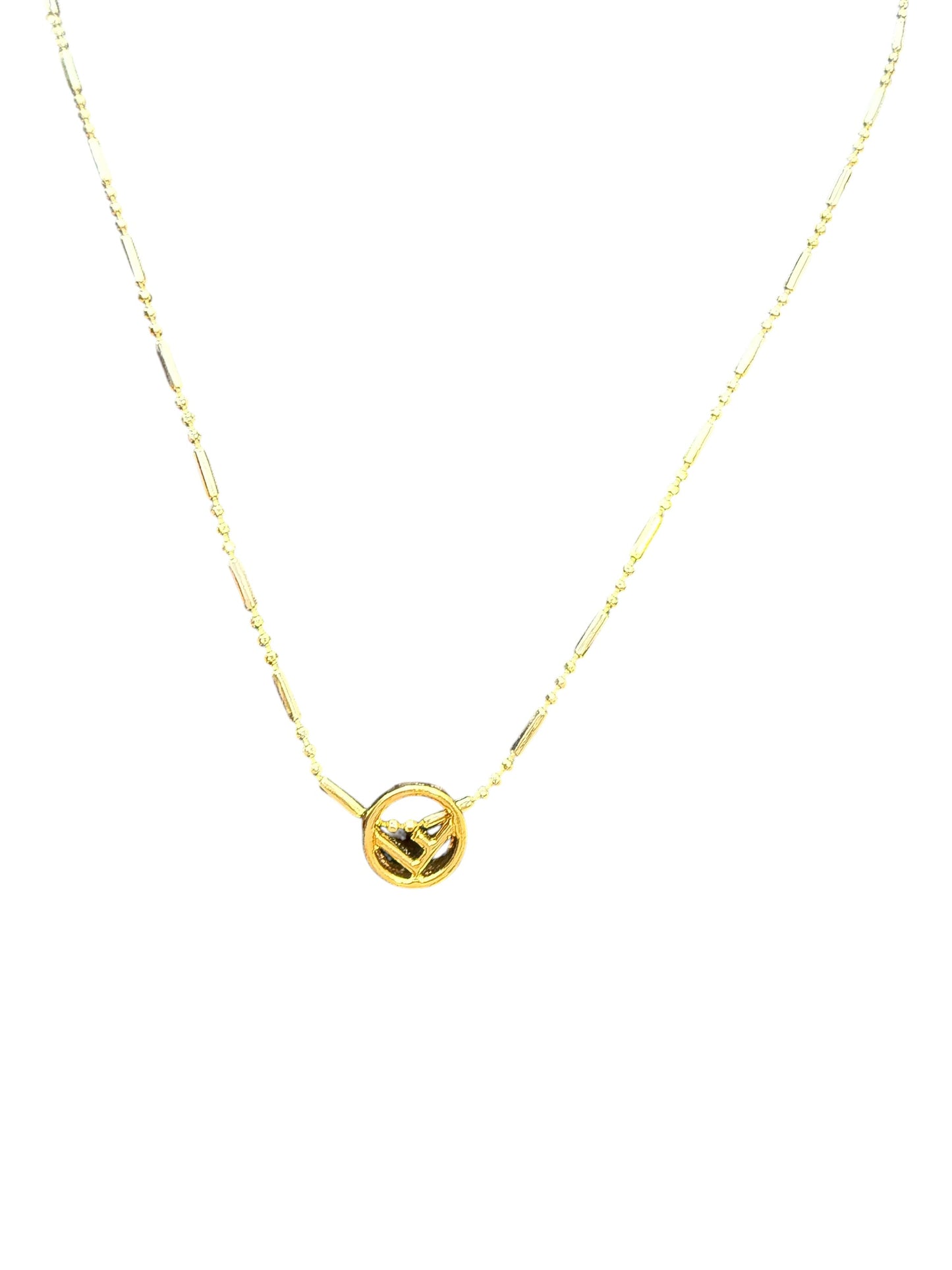 Repurposed Fendi Logo Pendant Necklace