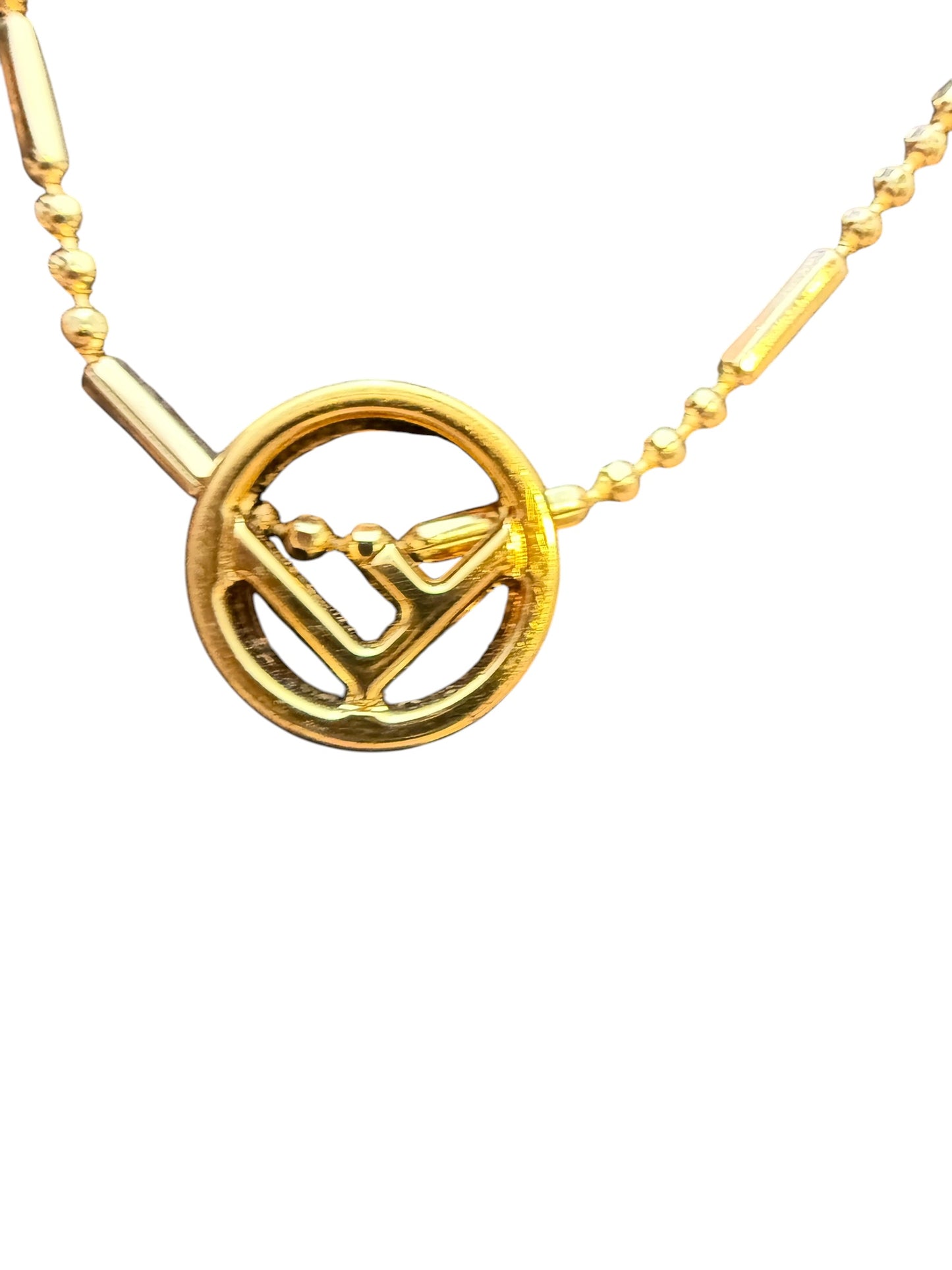 Repurposed Fendi Logo Pendant Necklace