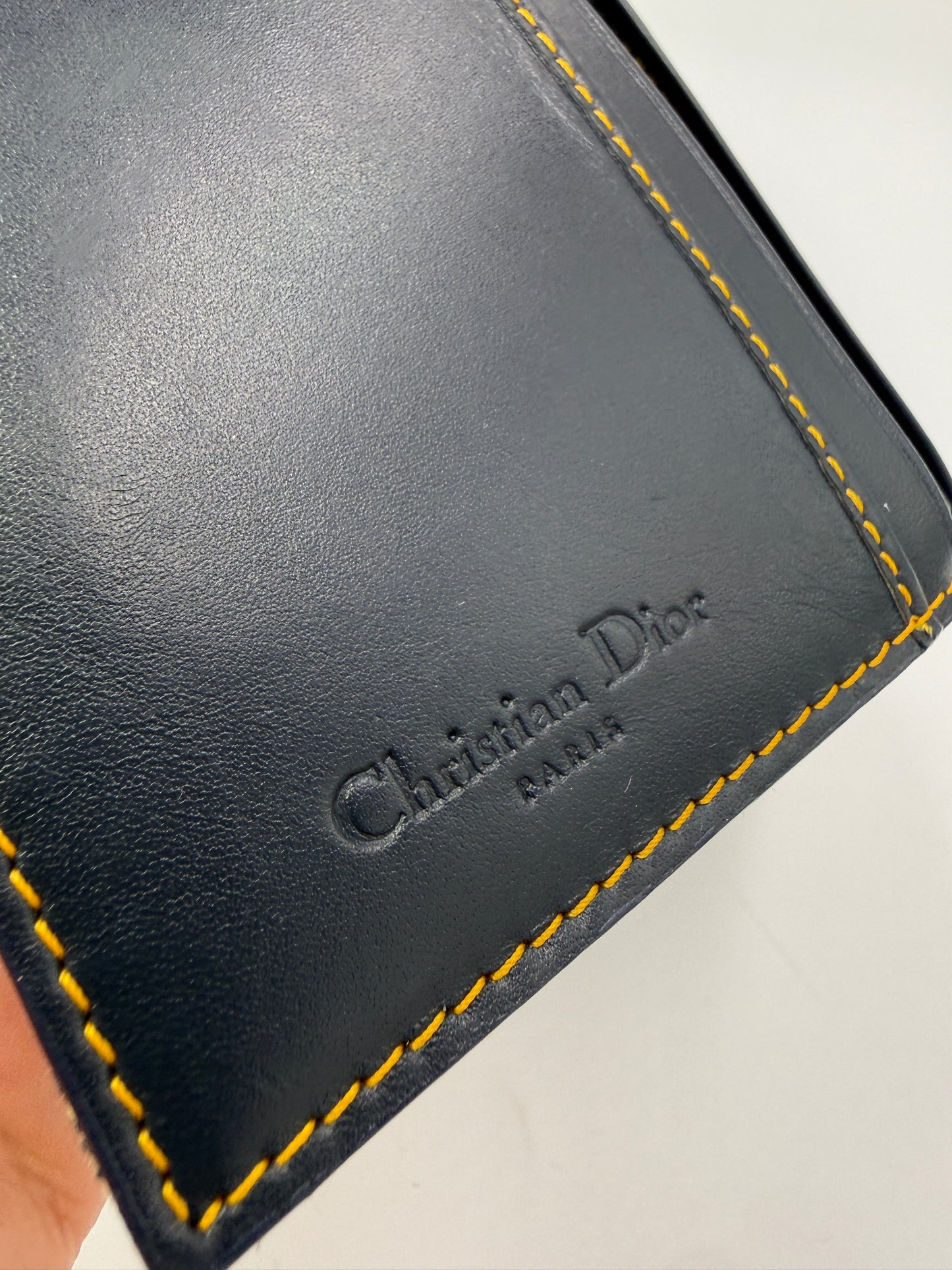 Christian Dior Trotter Canvas and Blue Leather Wallet 2004