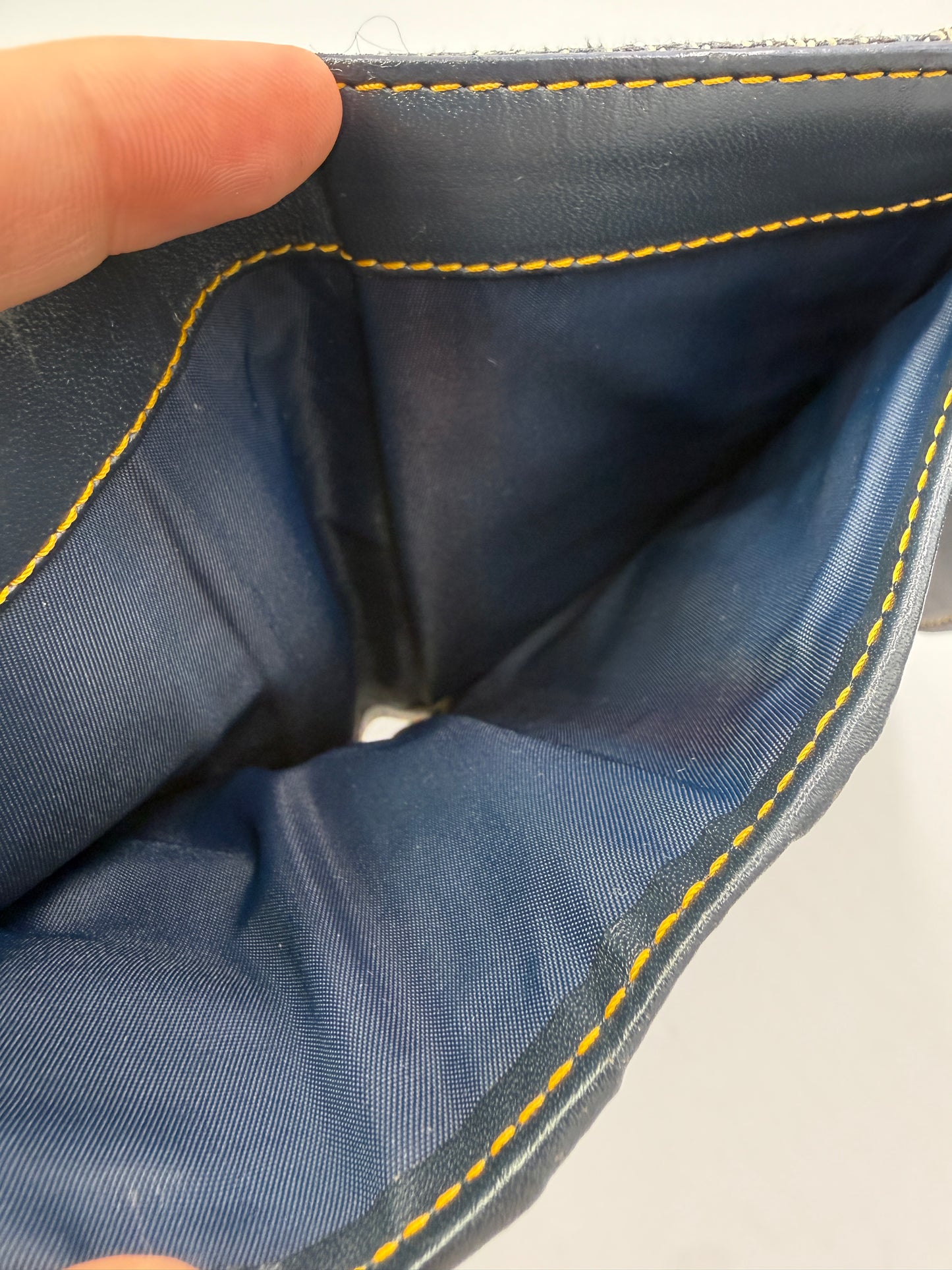 Christian Dior Trotter Canvas and Blue Leather Wallet 2004