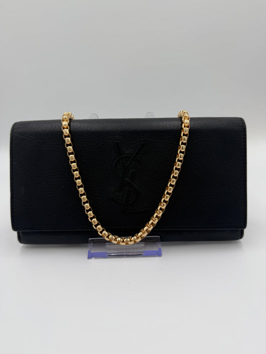 Yves Saint Laurent Monogram Black Leather Long Wallet