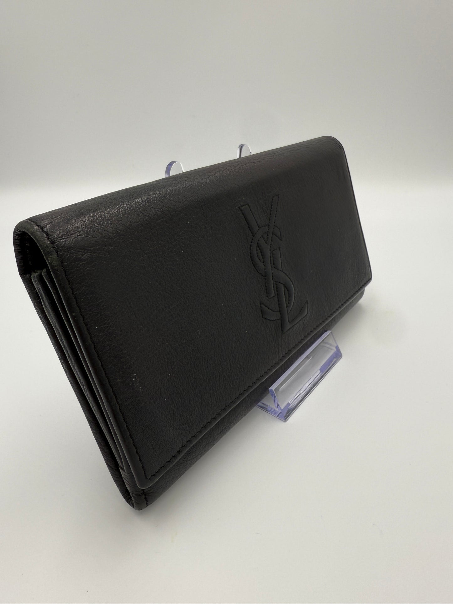 Yves Saint Laurent Monogram Black Leather Long Wallet