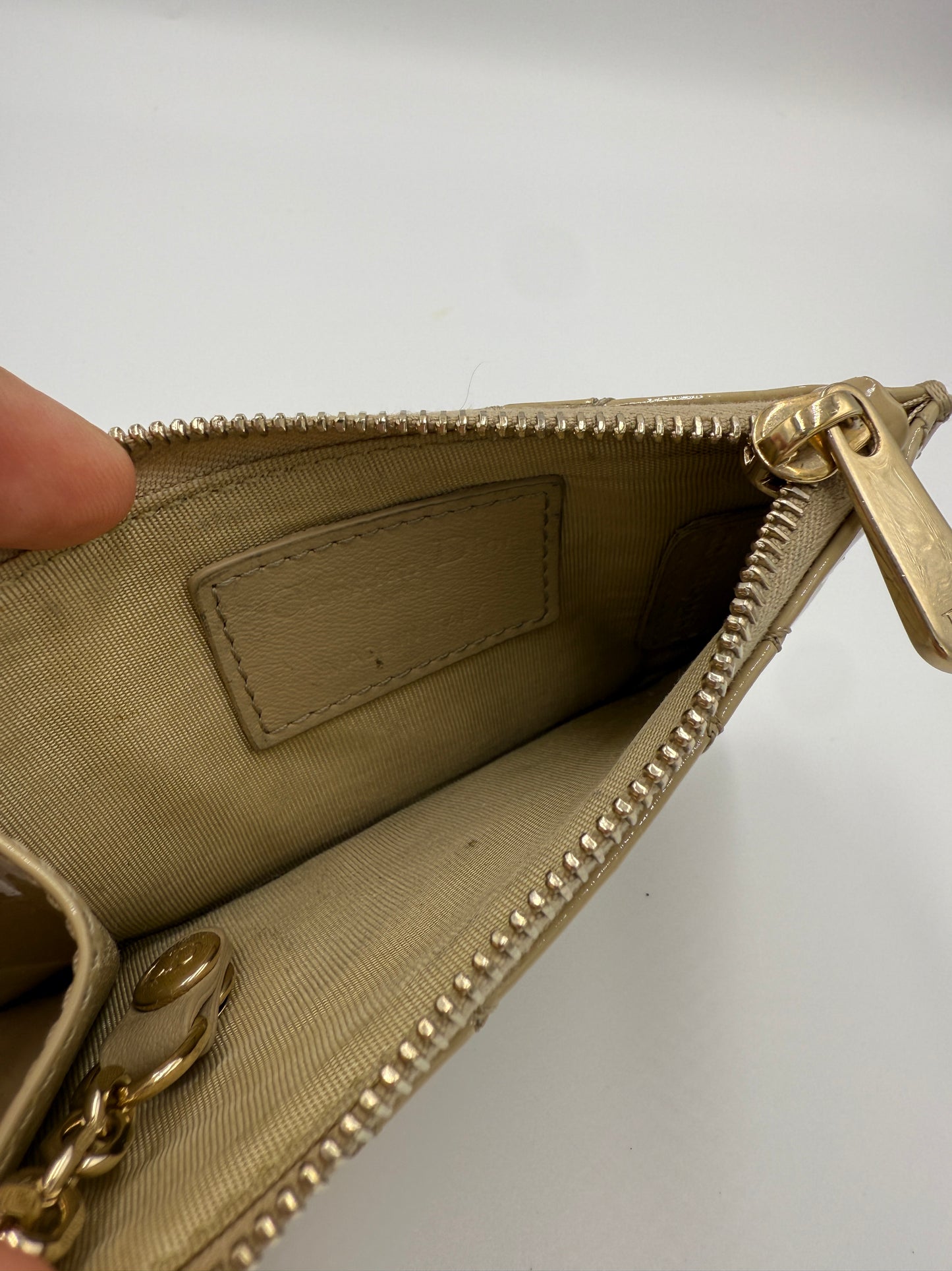 Christian Dior Nude Patent Leather Cannage Key Cles