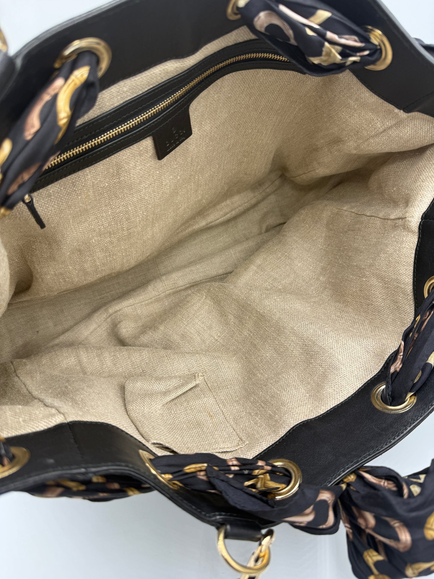Gucci Guccissima Black Canvas Tote and Gucci Silk Scarf