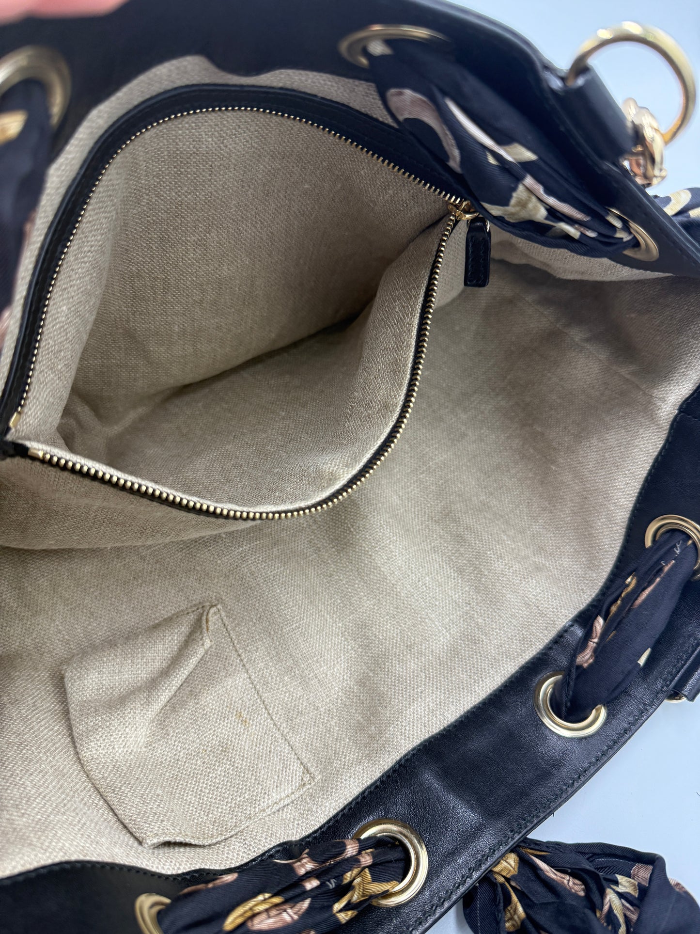 Gucci Guccissima Black Canvas Tote and Gucci Silk Scarf