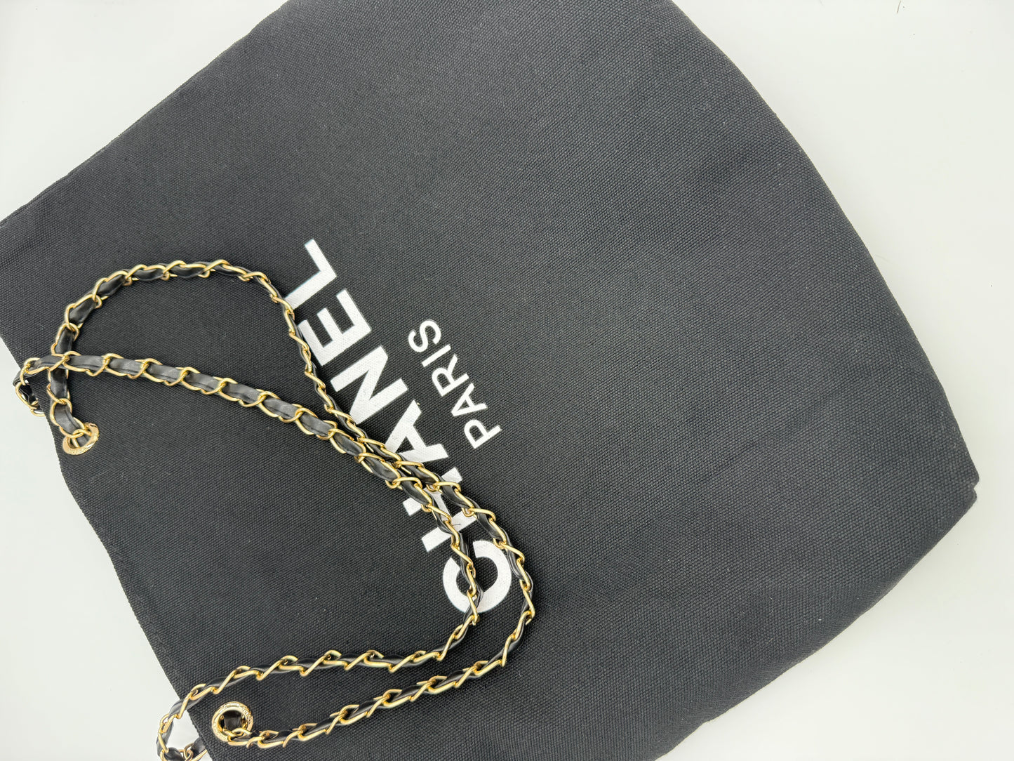 Chanel Black Canvas VIP Tote with Gold Chains