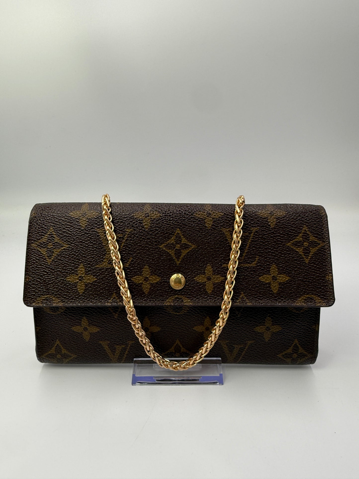 Louis Vuitton Monogram Long Continental Wallet with Unbranded Chain MI9005