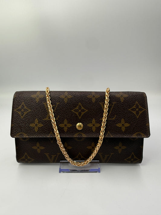 Louis Vuitton Monogram Long Continental Wallet with Unbranded Chain MI9005