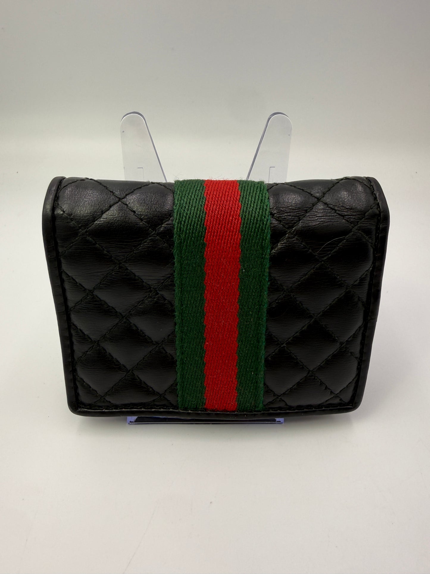Gucci Black Leather Web Stripe Bifold Wallet