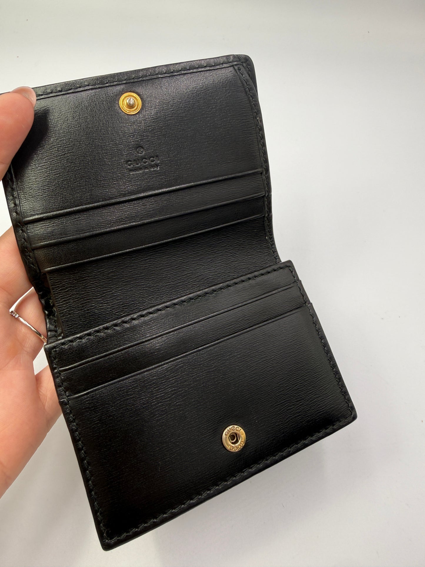 Gucci Black Leather Web Stripe Bifold Wallet