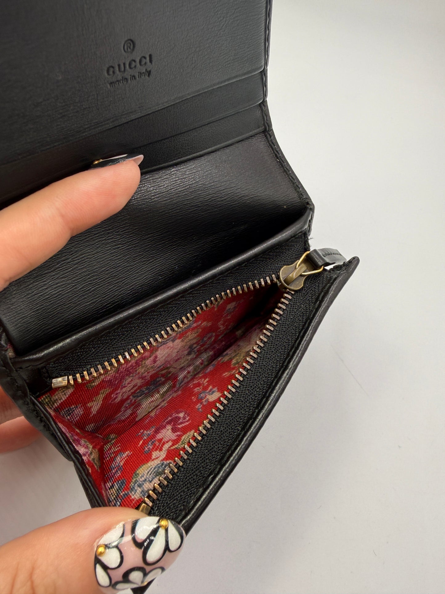 Gucci Black Leather Web Stripe Bifold Wallet