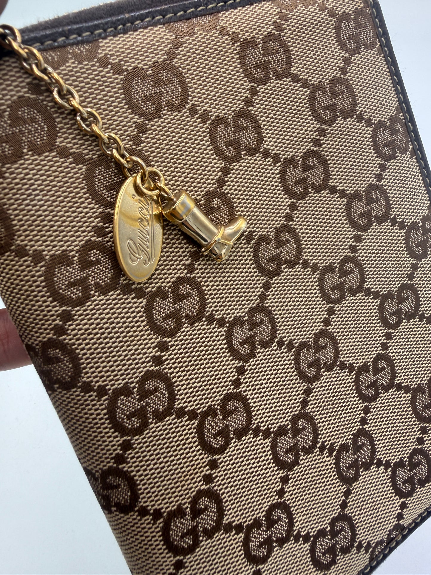 Gucci GG Rare Vintage Canvas Zip Agenda Cover with Charms
