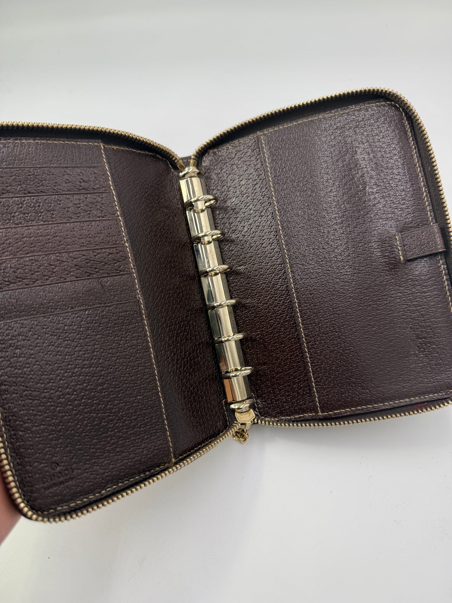 Gucci GG Rare Vintage Canvas Zip Agenda Cover with Charms