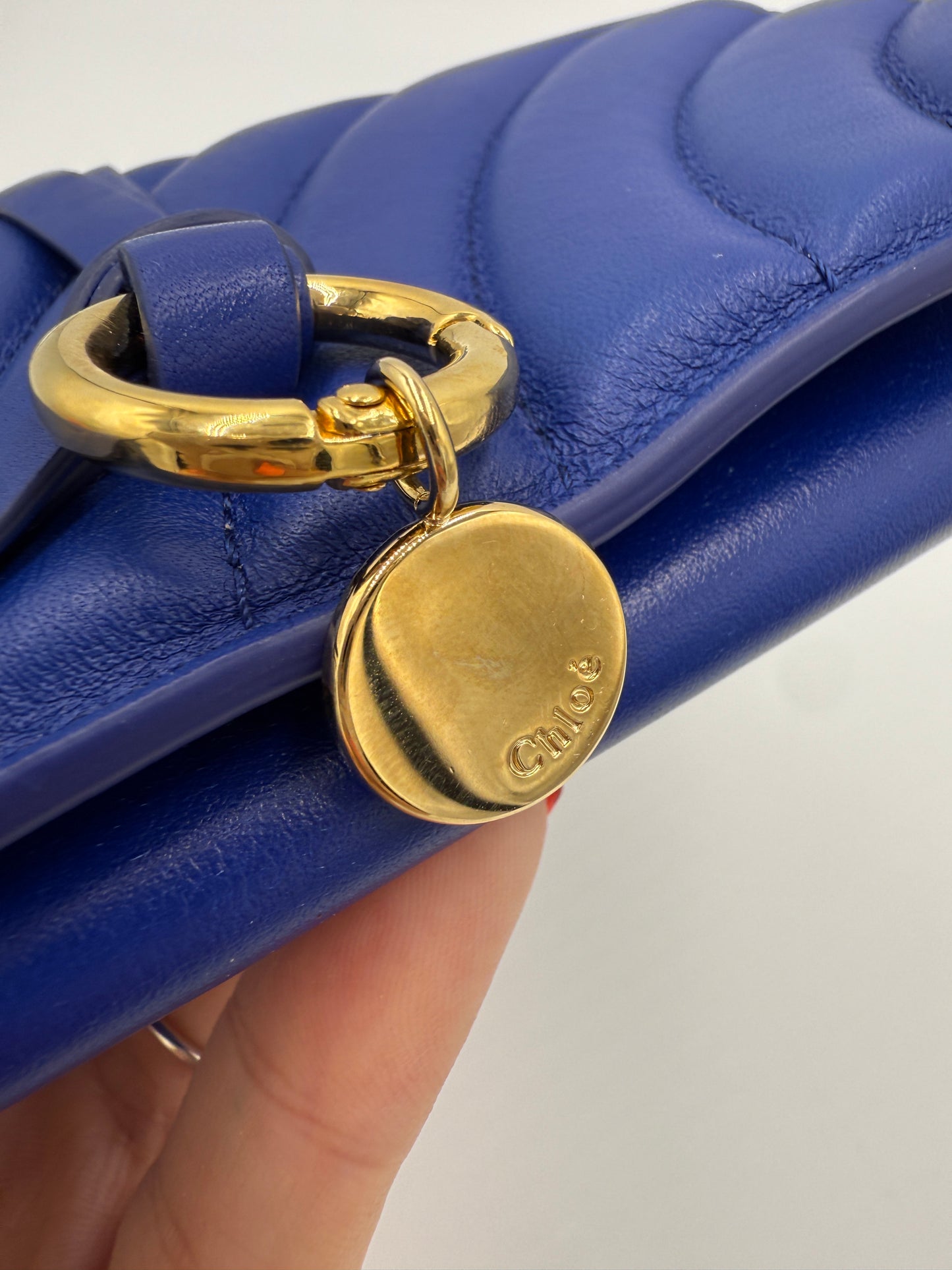 Chloe Electric Blue Quilted Leather Long Wallet Full Set