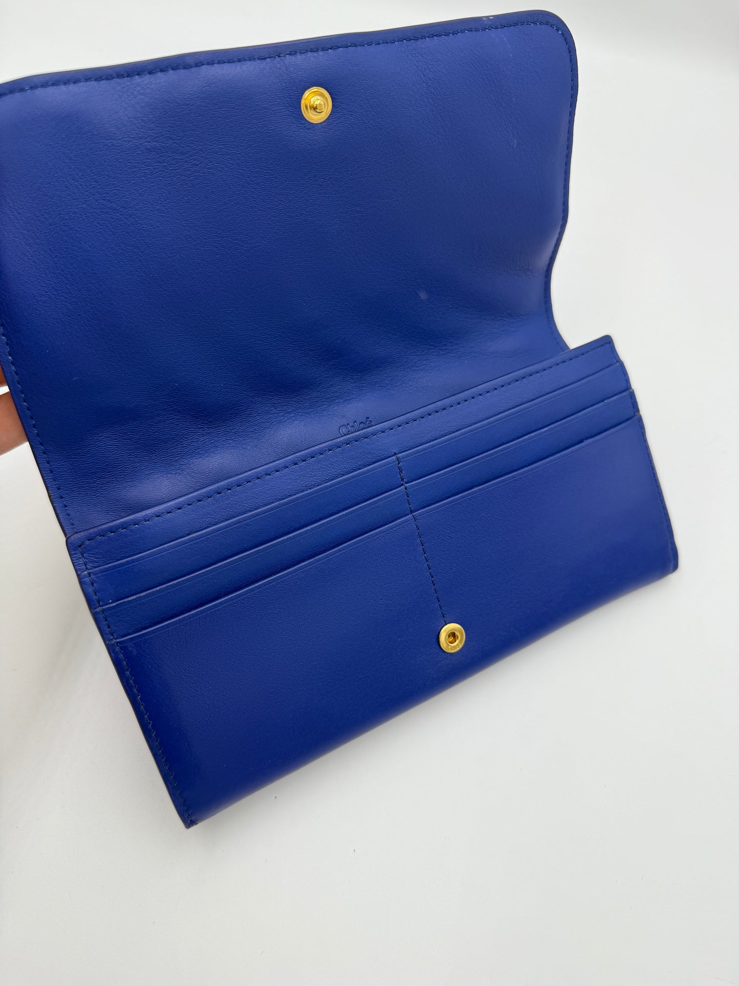 Chloe Electric Blue Quilted Leather Long Wallet Full Set