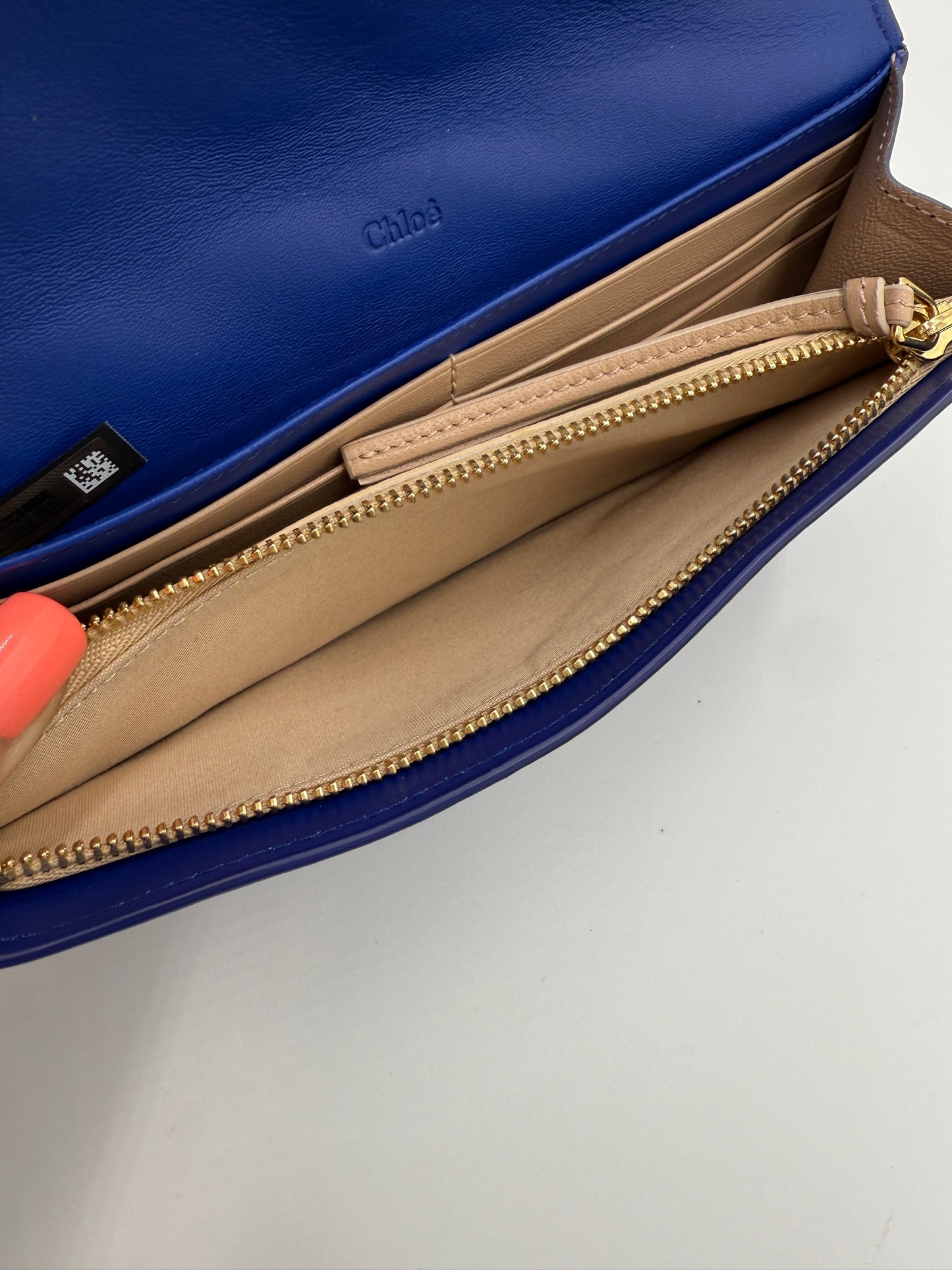 Chloe Electric Blue Quilted Leather Long Wallet Full Set