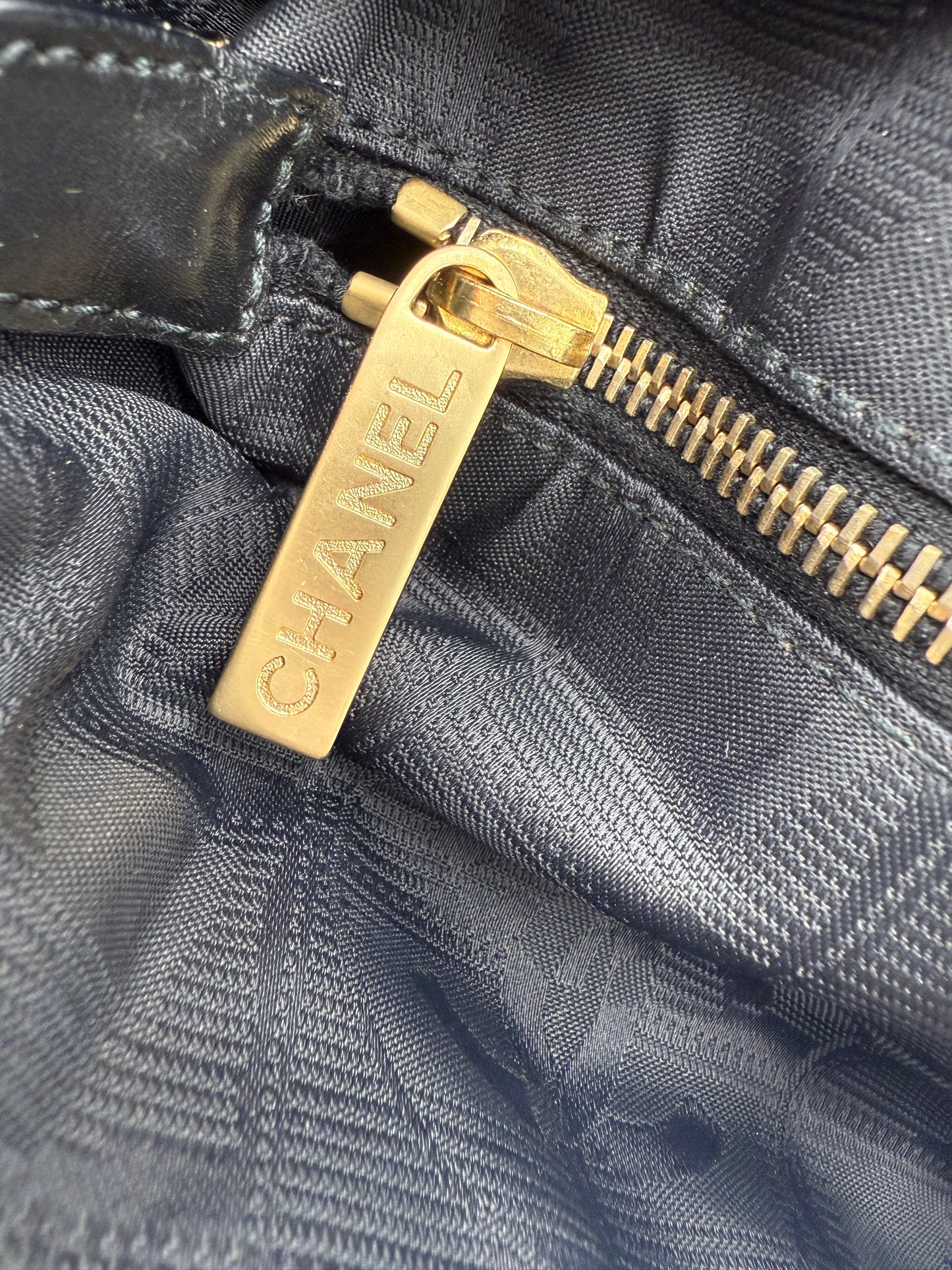 Chanel Black Nylon Travel Ligne Hand Bag