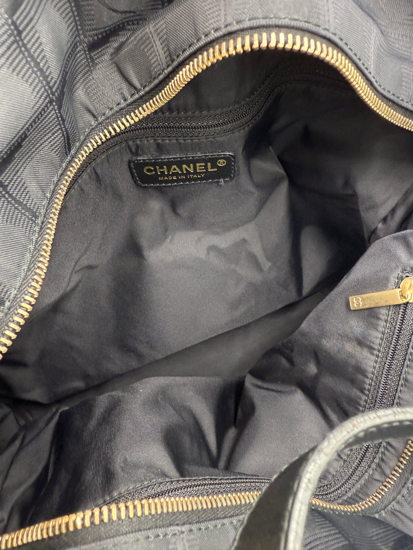 Chanel Black Nylon Travel Ligne Hand Bag