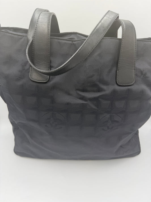 Chanel Black Nylon Travel Ligne Hand Bag