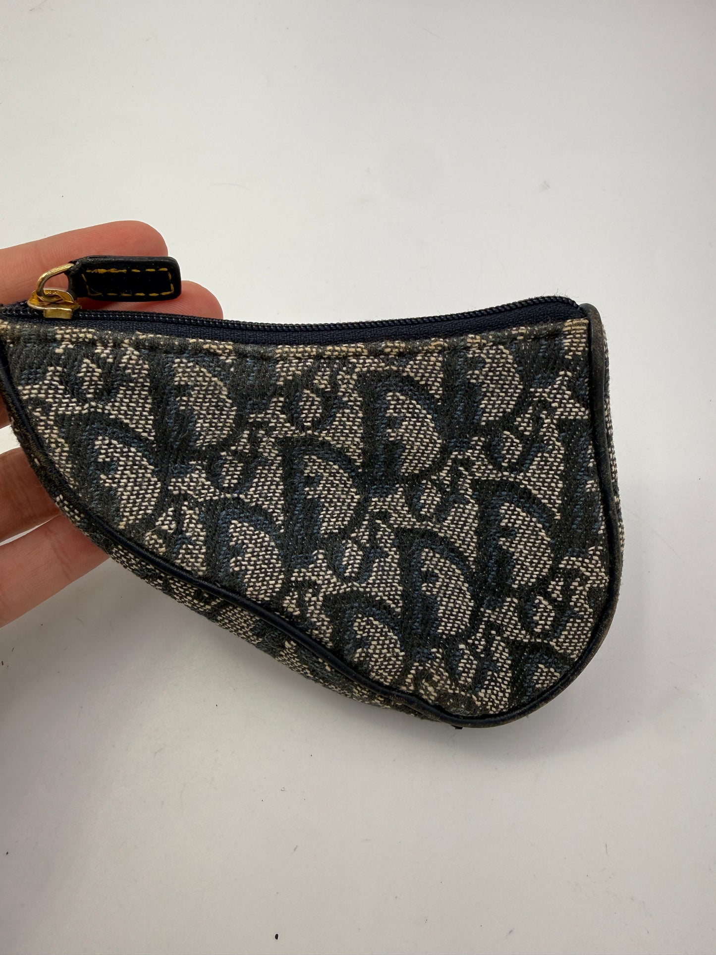 Christian Dior Blue Jacquard Trotter Saddle Pouch 2000