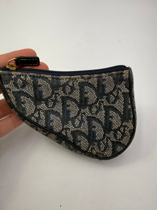 Christian Dior Blue Jacquard Trotter Saddle Pouch 2000