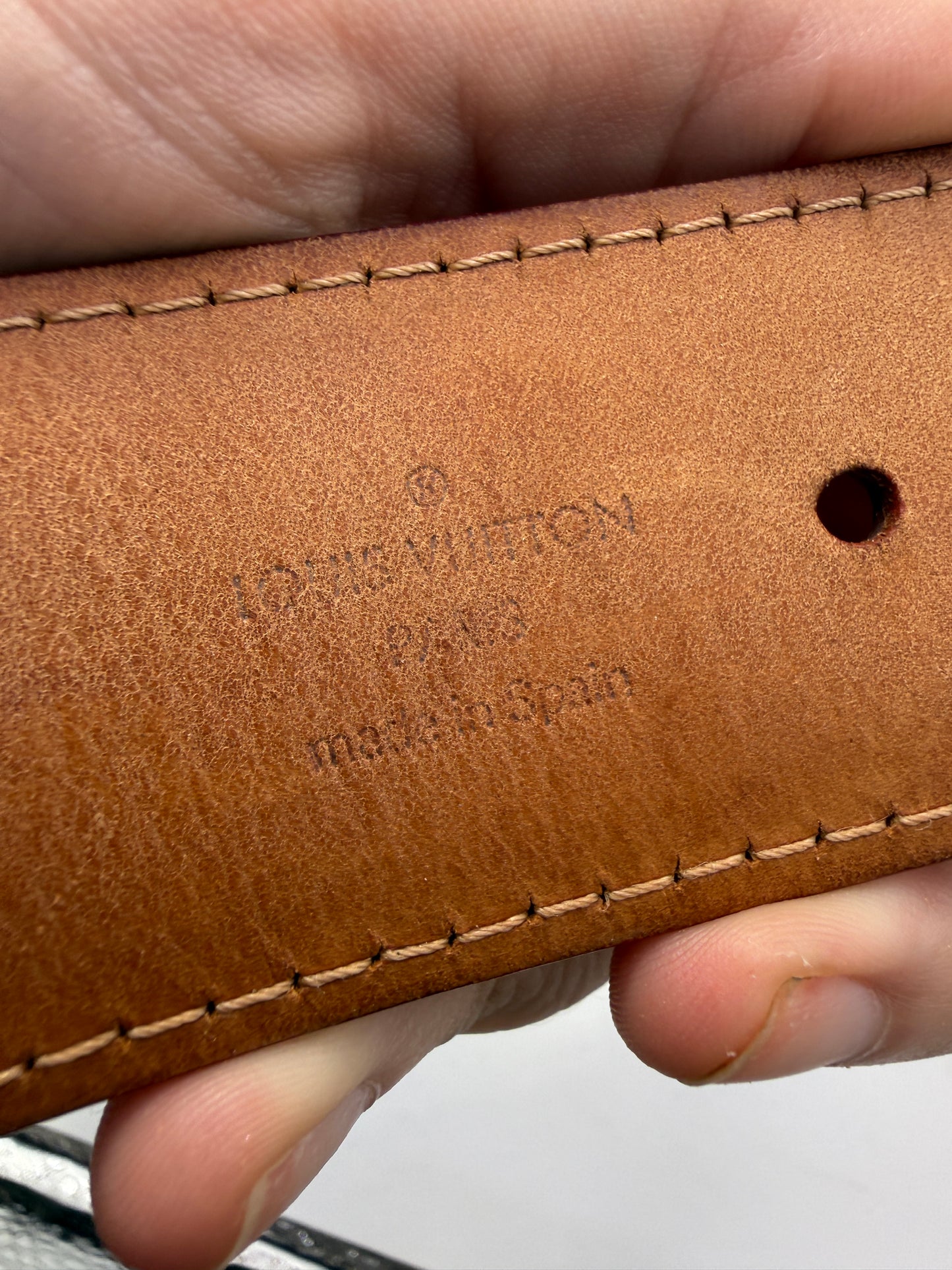 Louis Vuitton Perforated Vachetta Leather Belt 80 cm 32 in CA1026