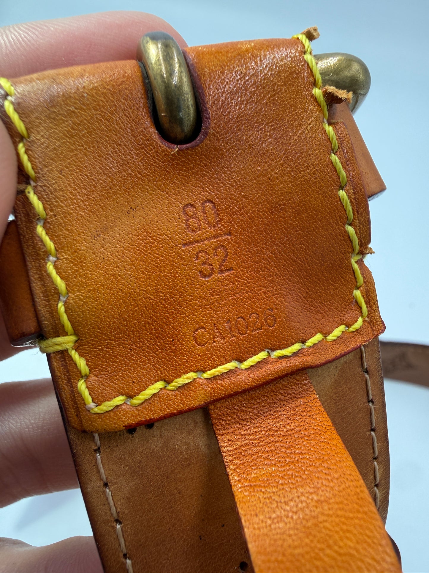 Louis Vuitton Perforated Vachetta Leather Belt 80 cm 32 in CA1026