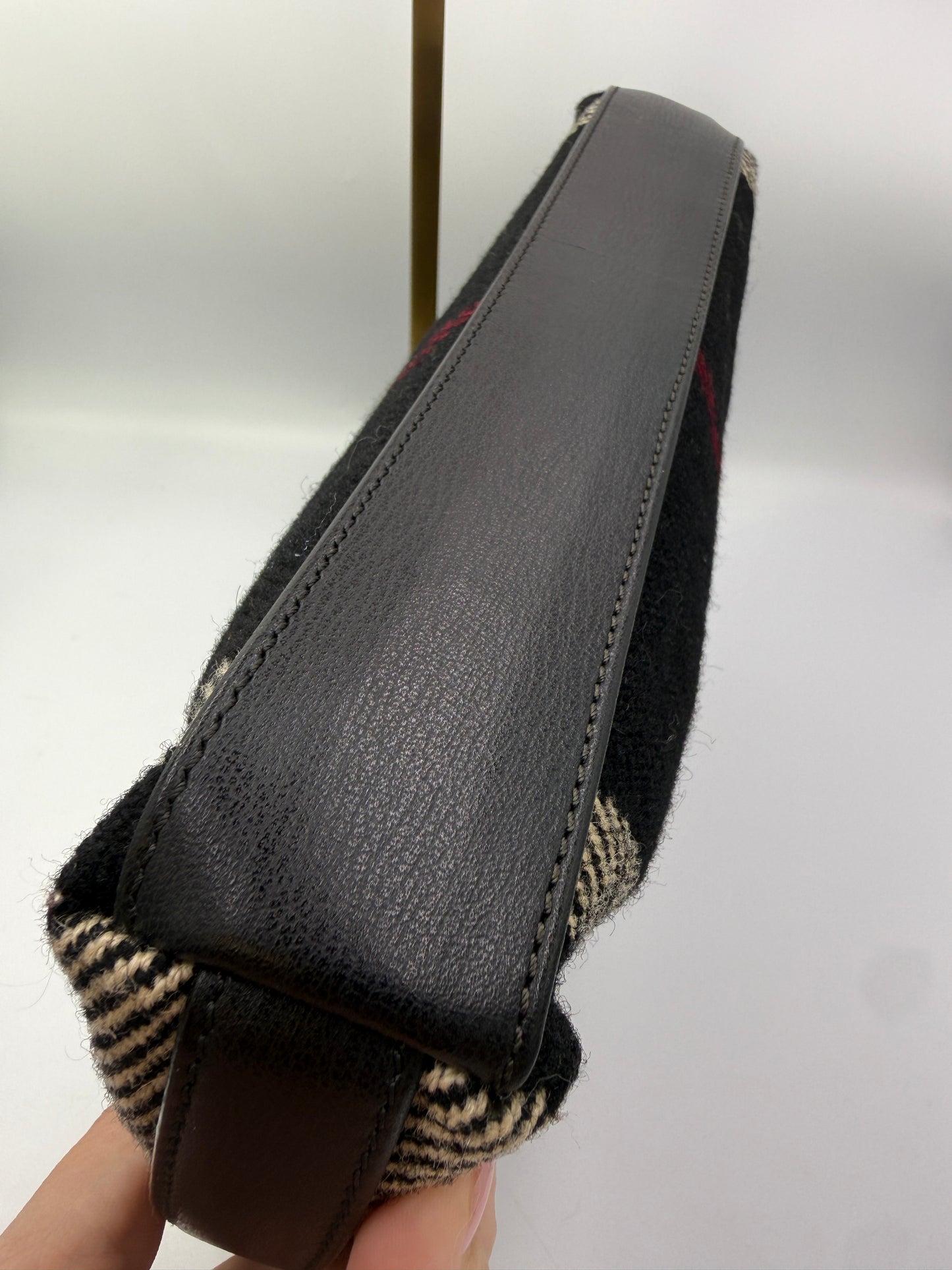 Burberry Black Wool Nova Check Shoulder Bag