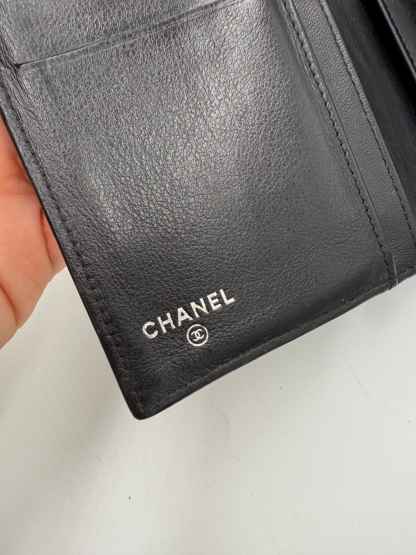 Chanel Black Calfskin Leather Trifold Wallet