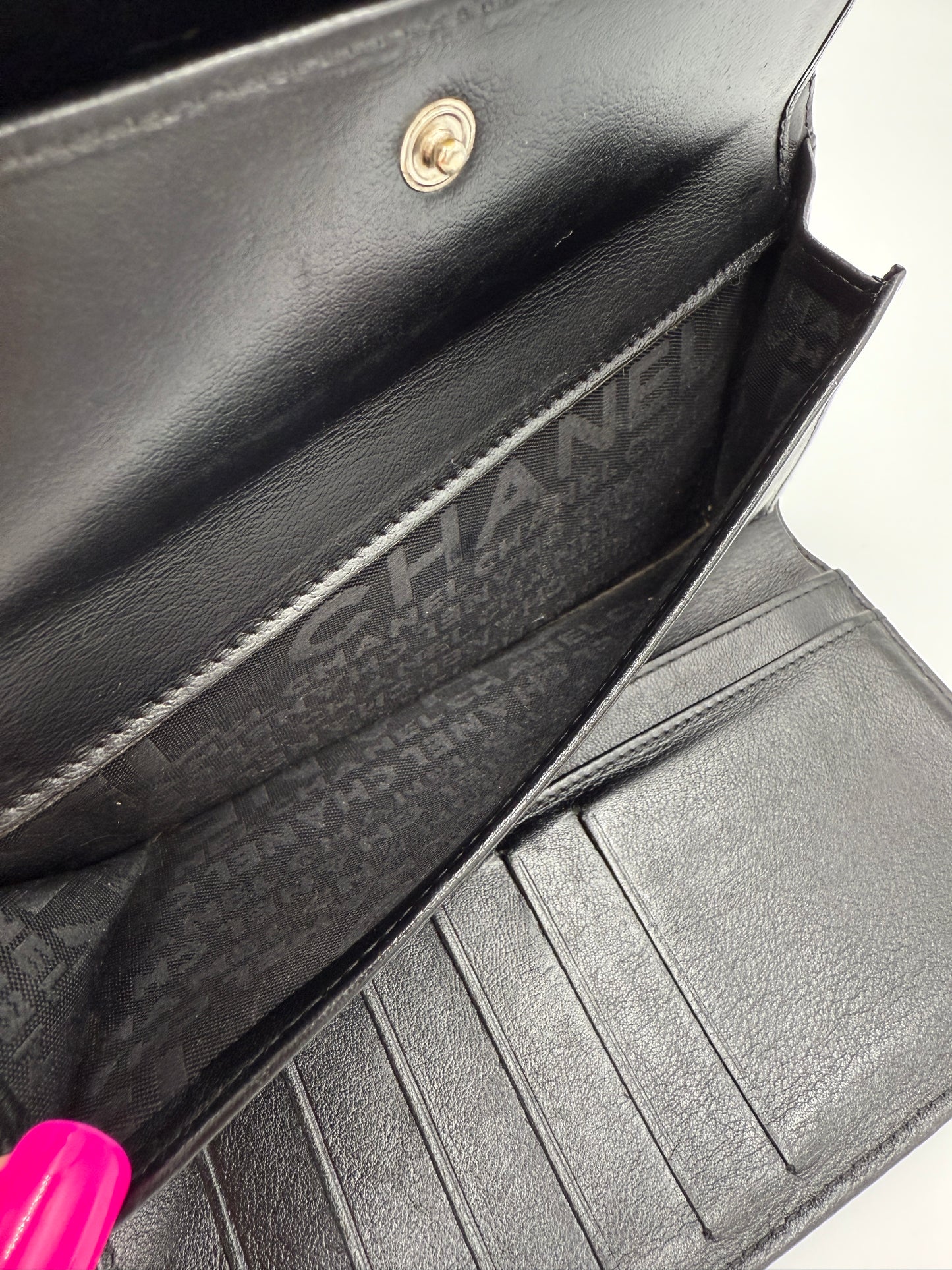 Chanel Black Calfskin Leather Trifold Wallet