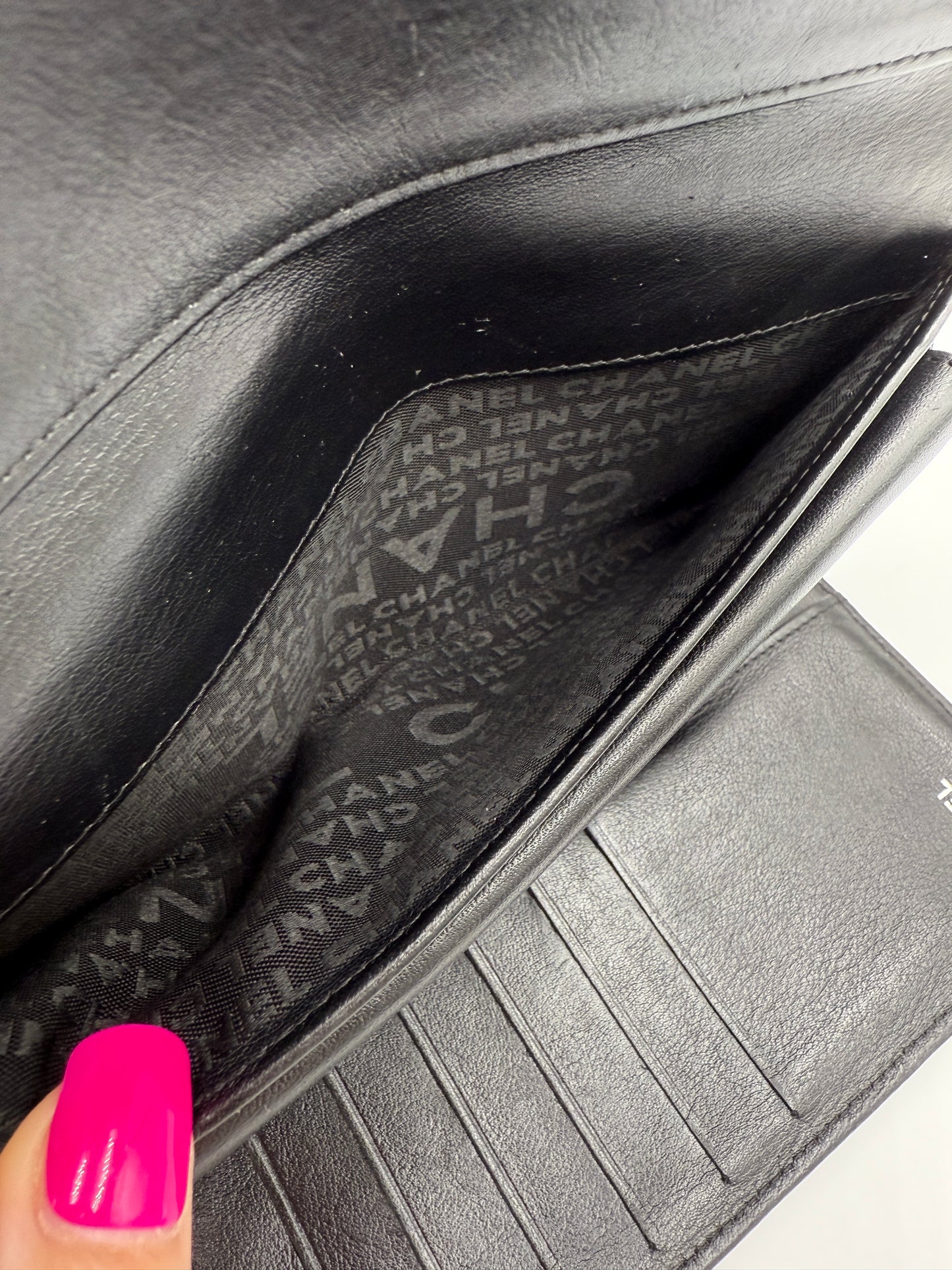 Chanel Black Calfskin Leather Trifold Wallet