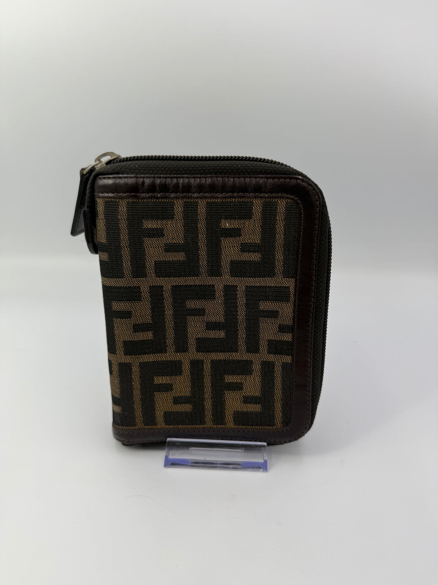 Vintage Fendi Zucca Canvas Zip Around Agenda PM
