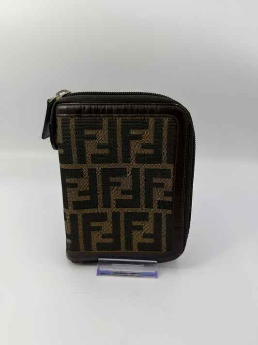 Vintage Fendi Zucca Canvas Zip Around Agenda PM