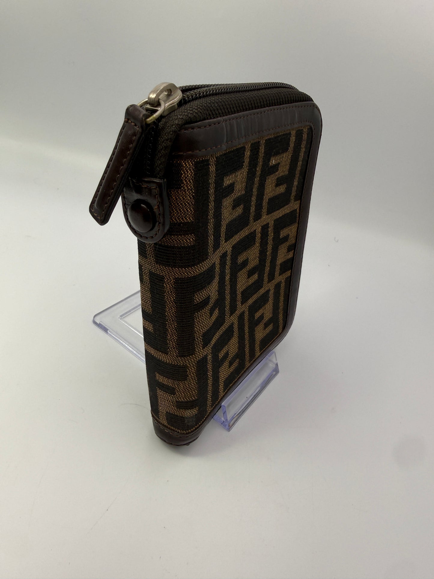 Vintage Fendi Zucca Canvas Zip Around Agenda PM