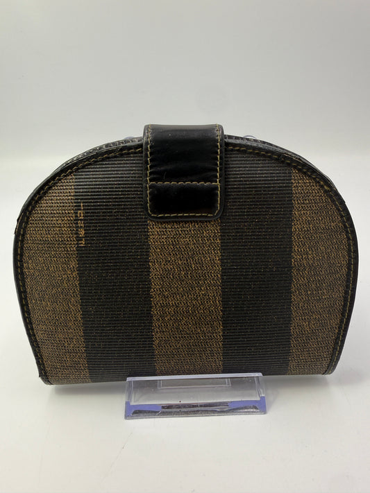 Vintage Fendi Pequin Stripe Coated Canvas Half Moon Wallet