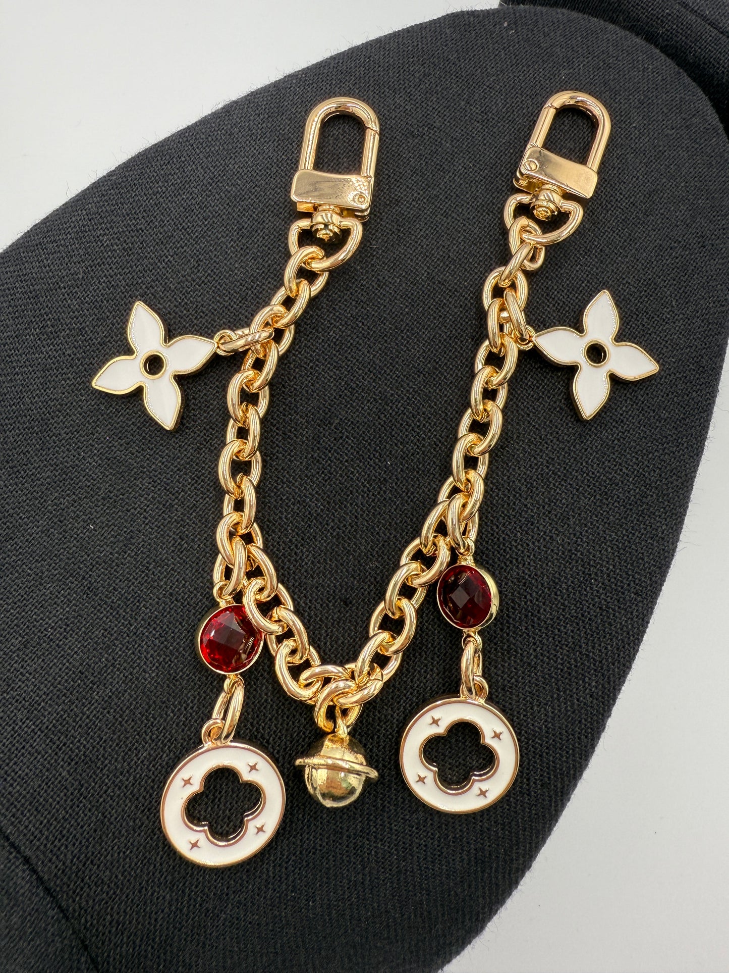 UNBRANDED White Ruby Gem Bag Charm 9"