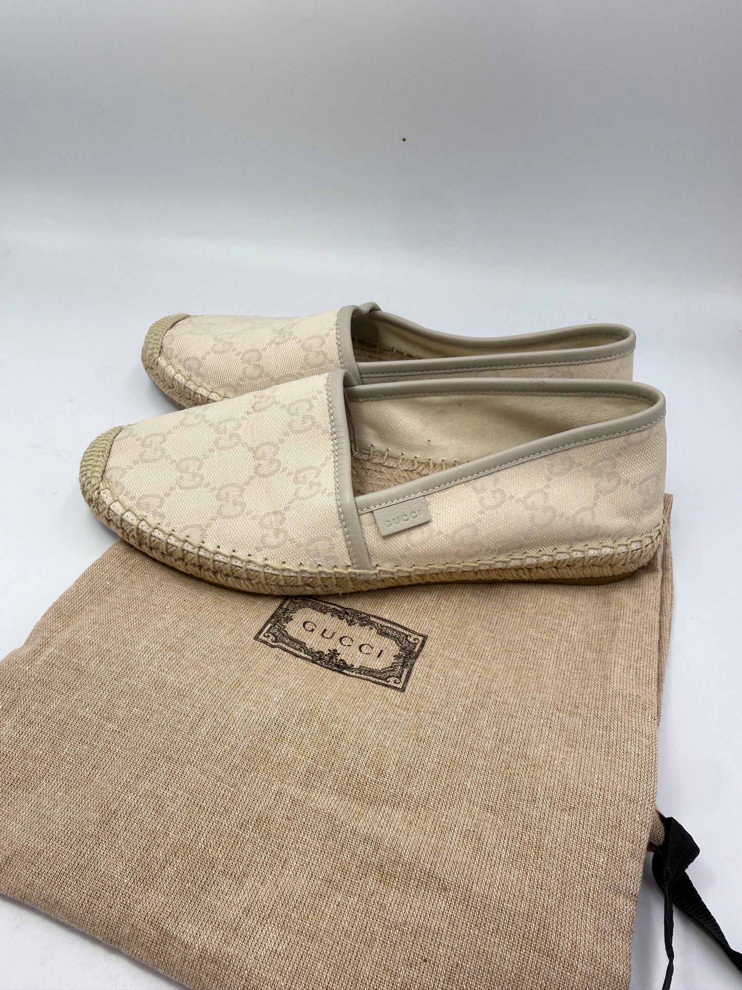 Gucci Guccissima Tan Colored Canvas Espadrilles Size 6