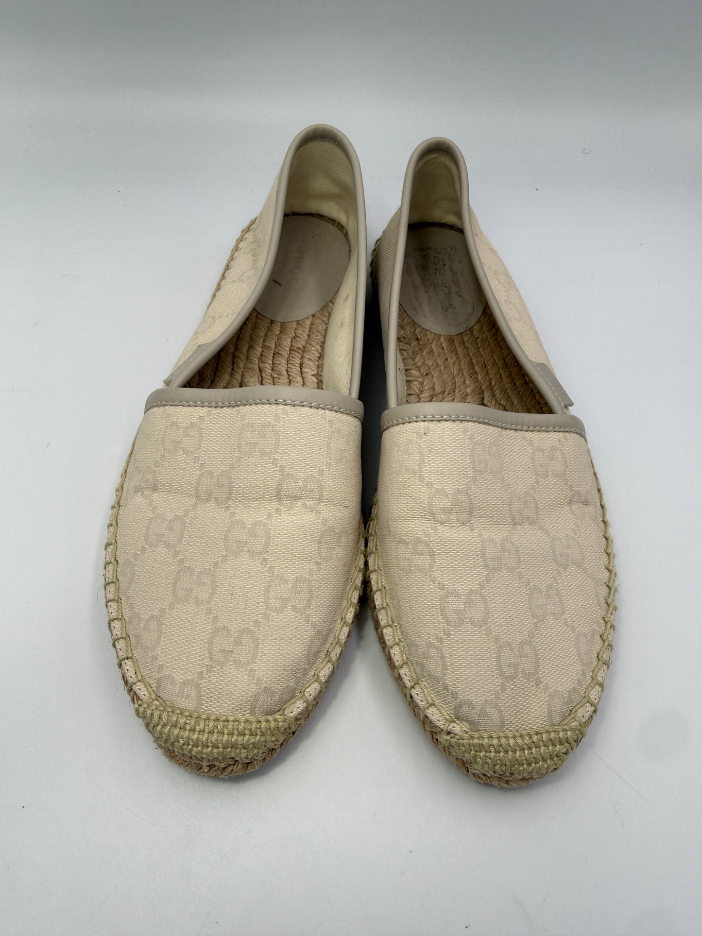 Gucci Guccissima Tan Colored Canvas Espadrilles Size 6