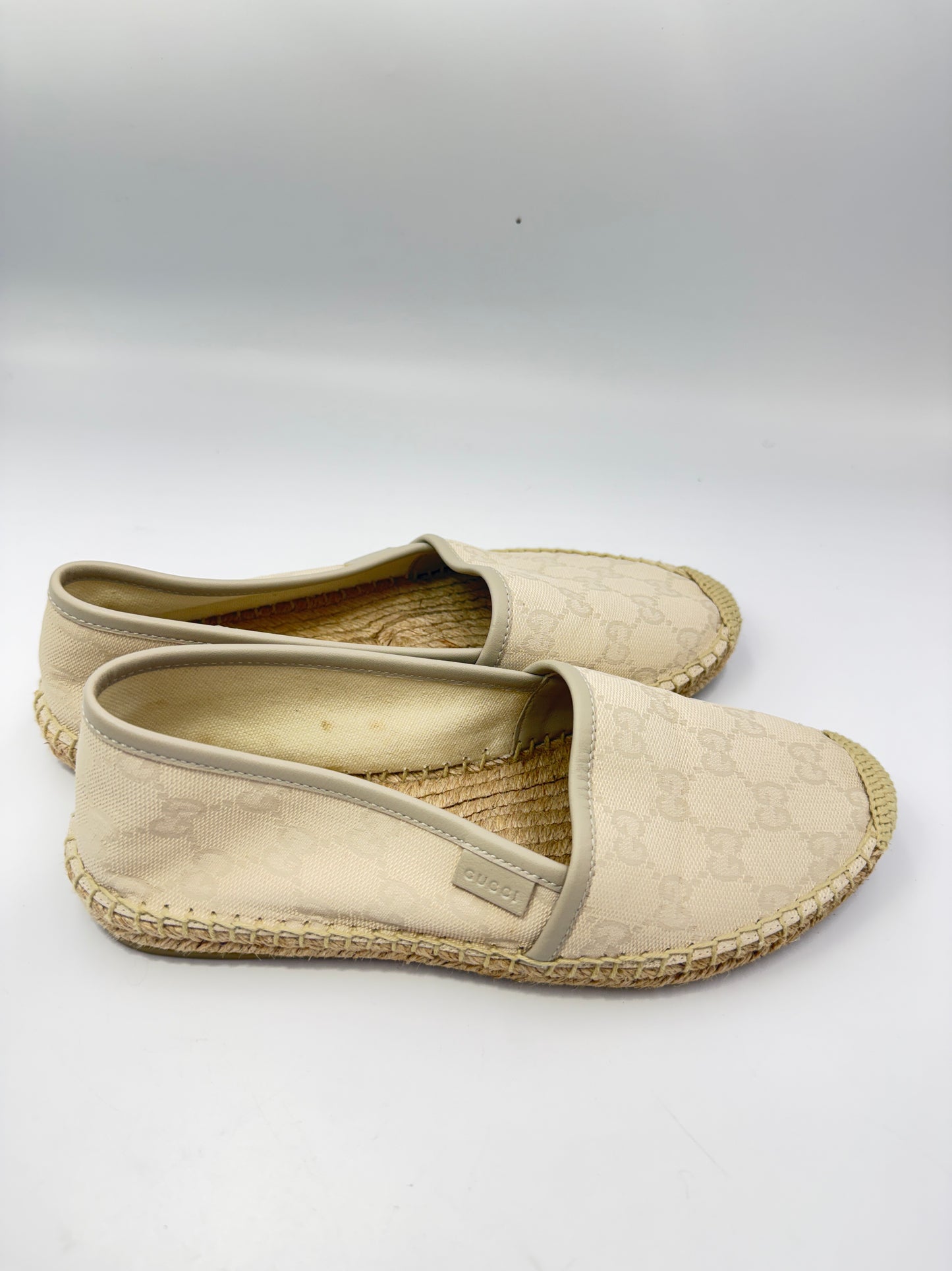 Gucci Guccissima Tan Colored Canvas Espadrilles Size 6