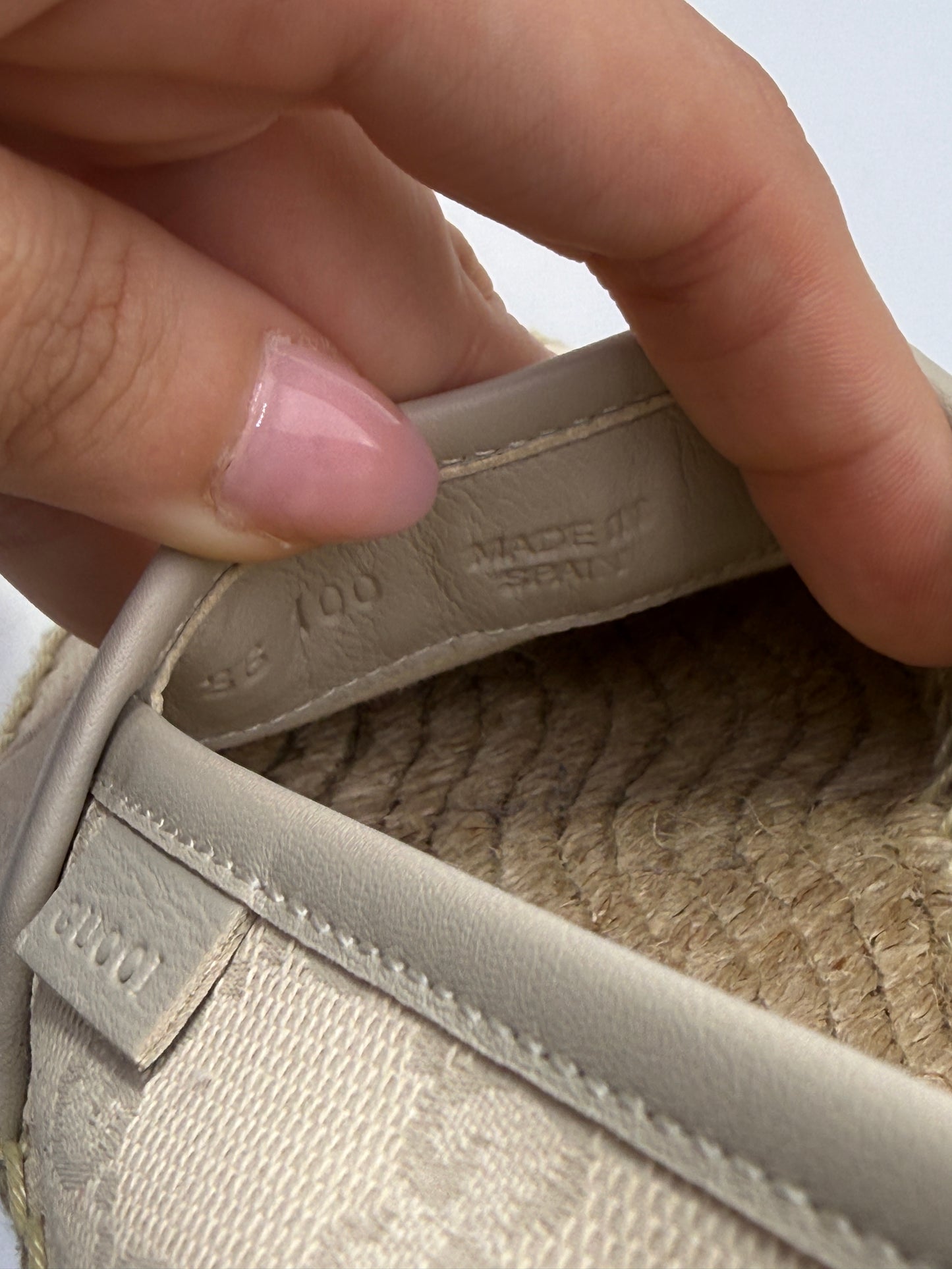 Gucci Guccissima Tan Colored Canvas Espadrilles Size 6