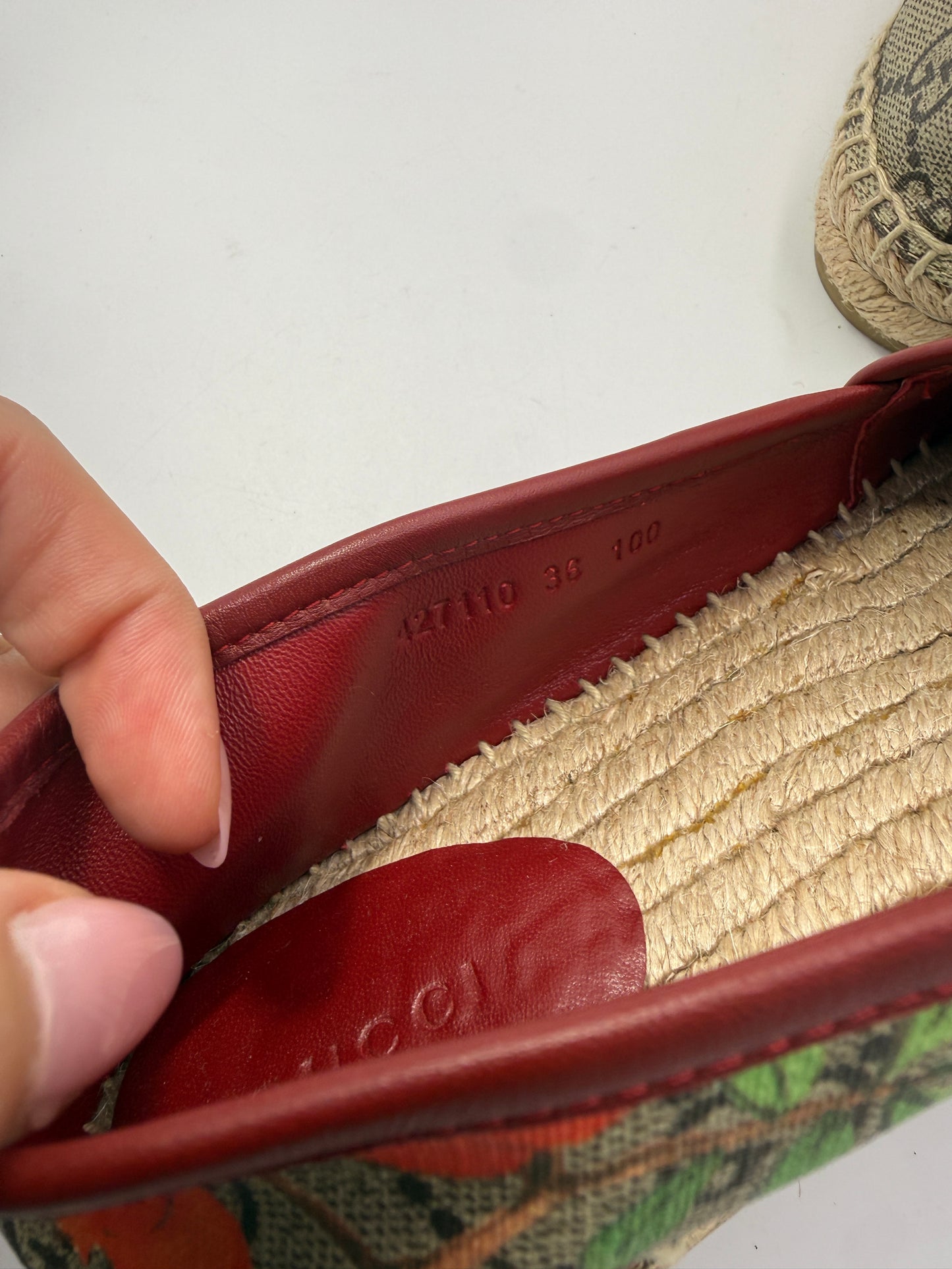 Gucci GG Nature Inspired Espadrilles Coated Canvas Size 6