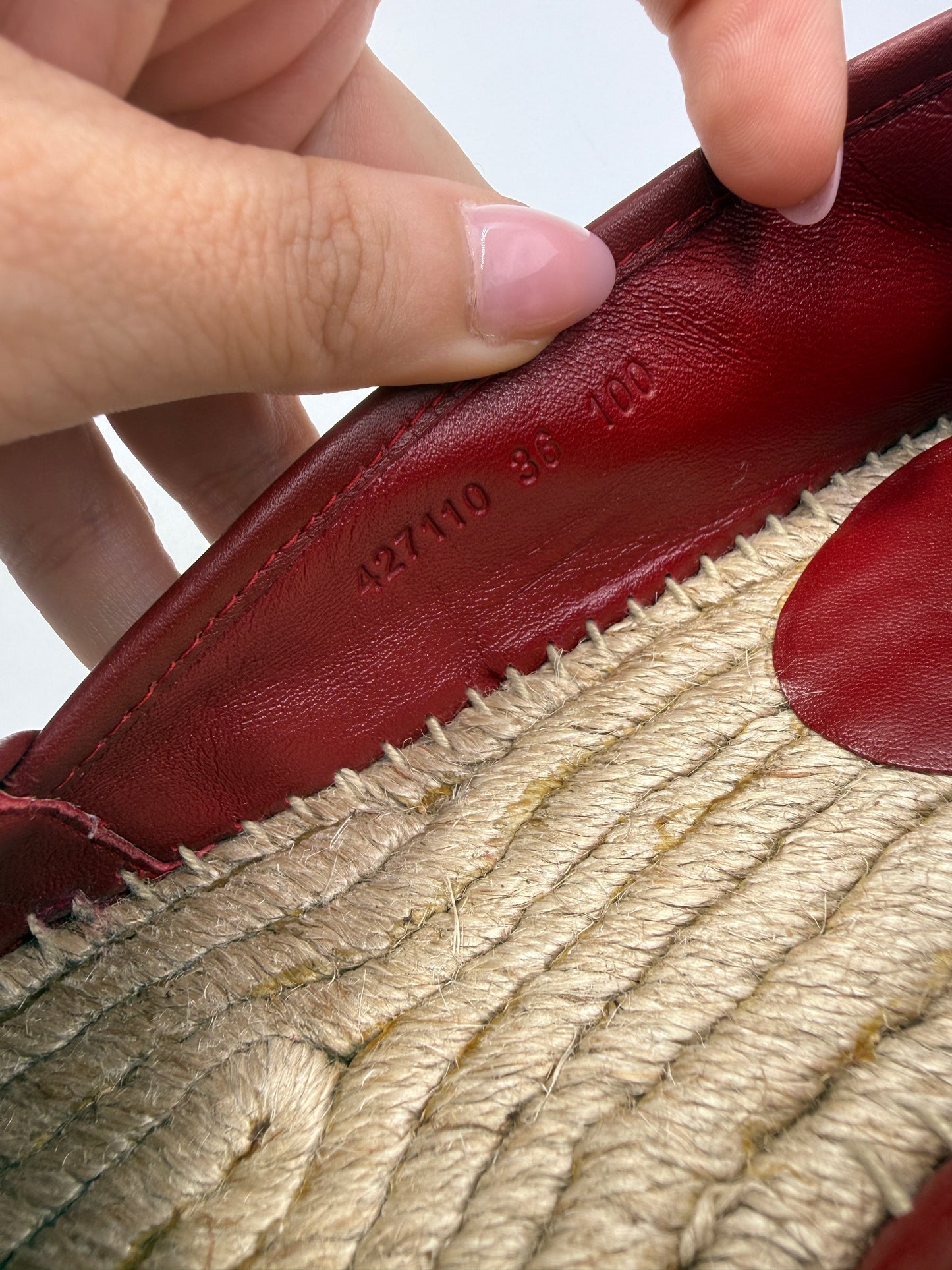 Gucci GG Nature Inspired Espadrilles Coated Canvas Size 6