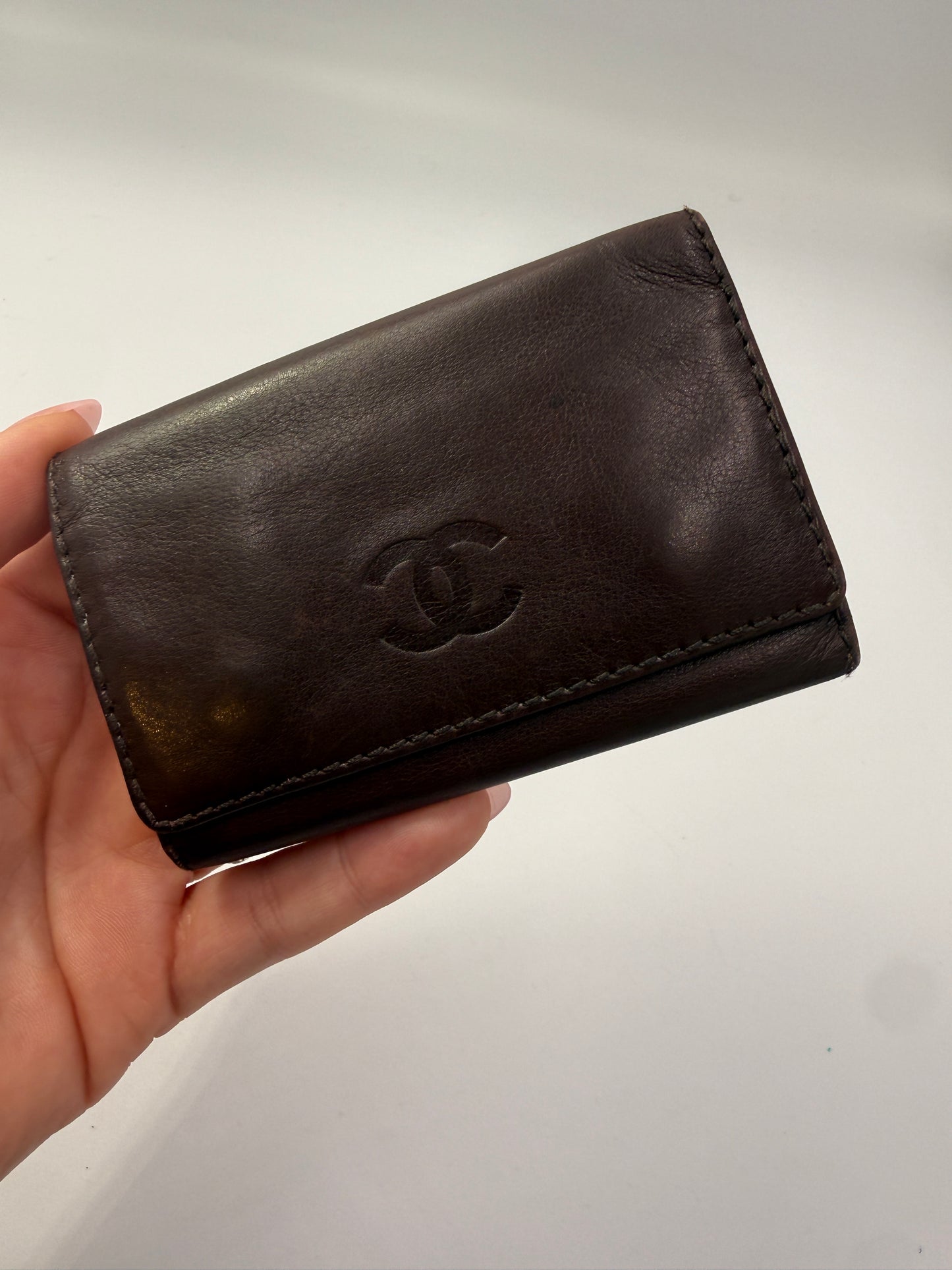 Chanel Lambskin Leather Dark Brown 6 Key Card Holder with Hologram