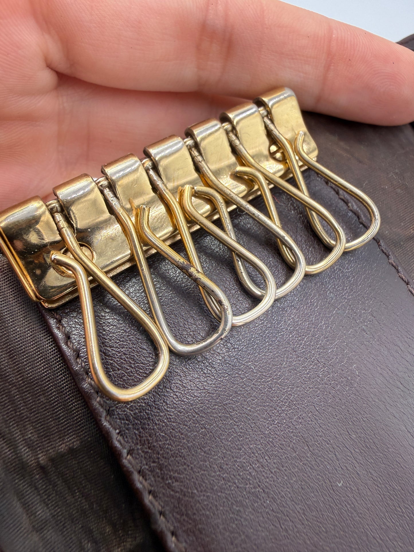 Chanel Lambskin Leather Dark Brown 6 Key Card Holder with Hologram