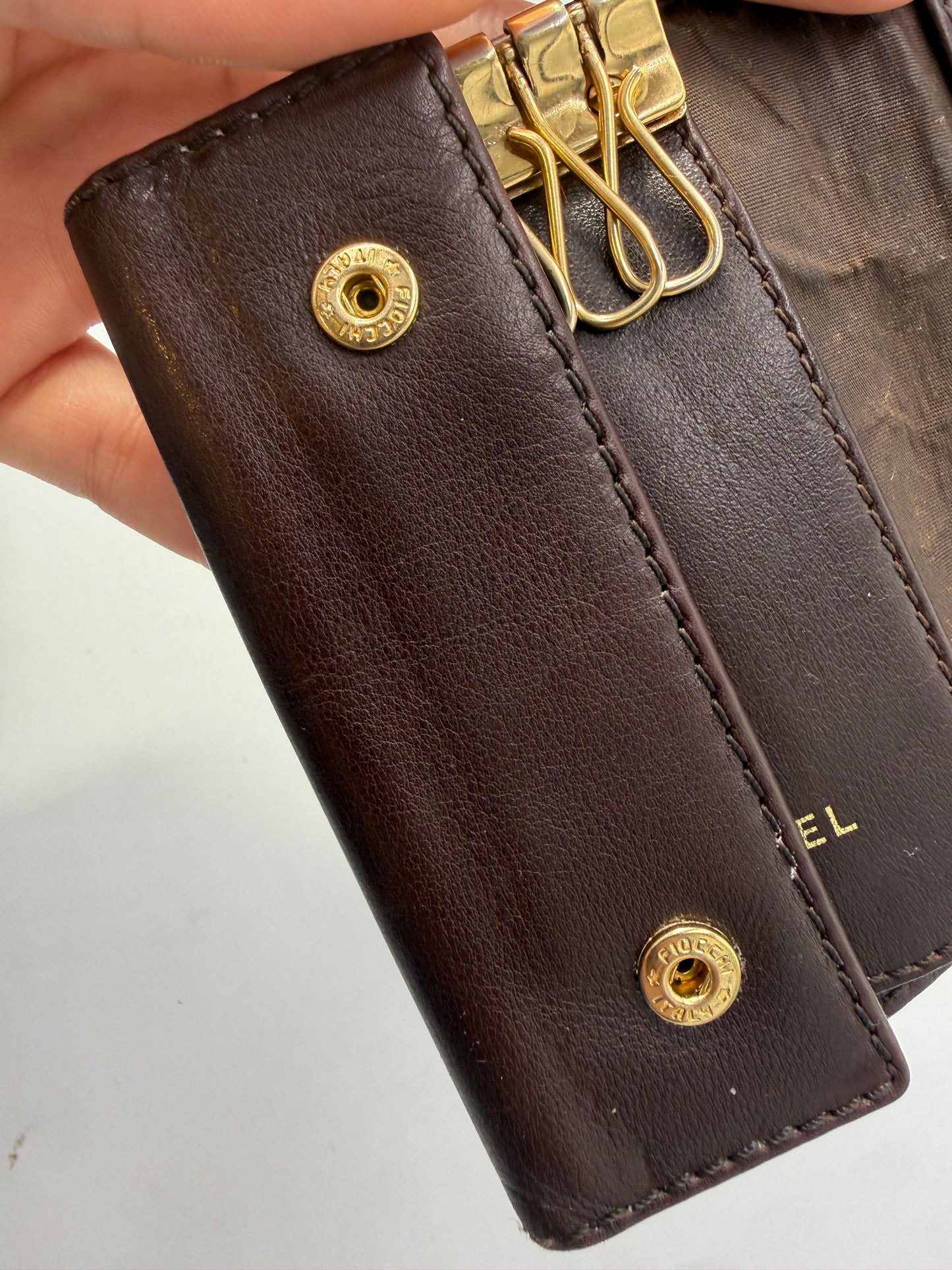 Chanel Lambskin Leather Dark Brown 6 Key Card Holder with Hologram